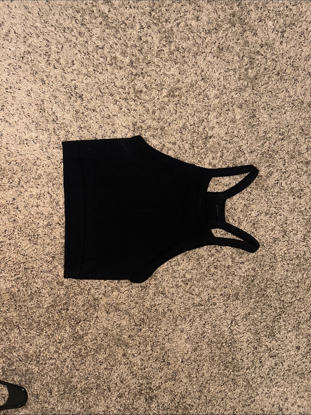 Fabletics Black Ribbed Racerback Crop Tank